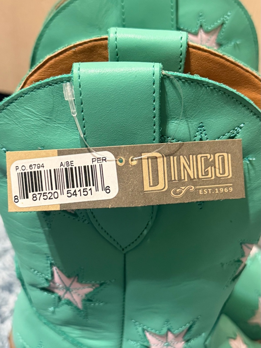 NWT Dingo Starburst DI2248 Green White Star Leather Cowboy Boots Size 7M - Picture 9 of 15